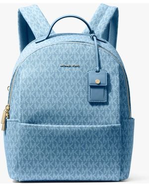 Michael Kors Sable Medium Signature Logo Backpack - Blue