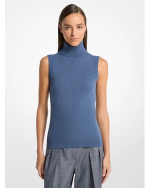 Michael Kors Michael Kors Cashmere Sleeveless Turtleneck - Blue