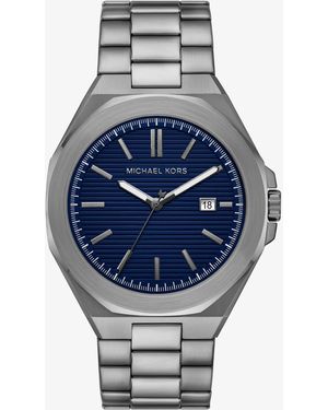 Michael Kors Mk Oversized Callum Gunmetal-Tone Watch - Blue