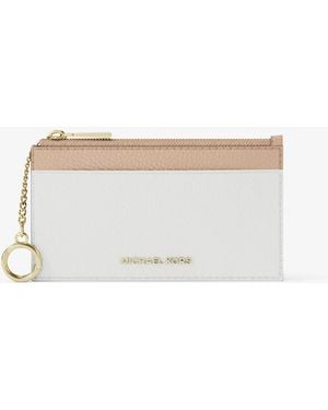 MICHAEL Michael Kors Mk Jet Set Small Two-Tone Pebbled Leather Card Case - White