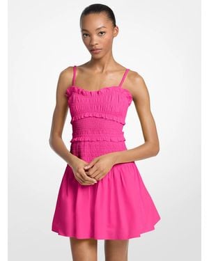 MICHAEL Michael Kors Mk Smocked Cotton Poplin Tank Dress - Pink