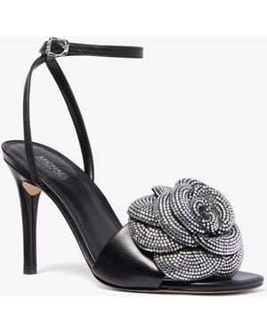 MICHAEL Michael Kors Elodie Crystal-Embellished Leather Sandal - White