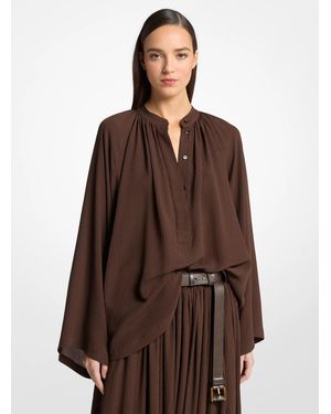 Michael Kors Michael Kors Silk Seersucker Poet Blouse - Brown