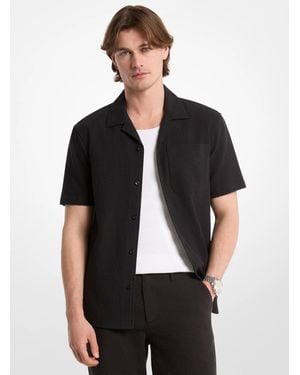 Michael Kors Cotton Waffle Camp Shirt - Black