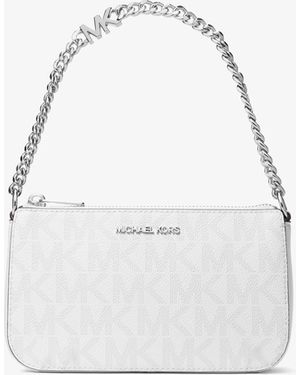 Michael Kors Outlet Mk Jet Set Small Signature Logo Chain Pochette - White