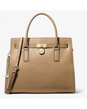 Michael Kors Hamilton Moderne Large Leather Satchel - Natural