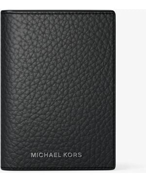 Michael Kors Mk Hudson Pebbled Leather Folio Card Case - Black
