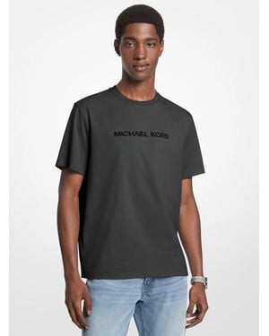 Michael Kors Mk Textured Logo Cotton T-Shirt - Black