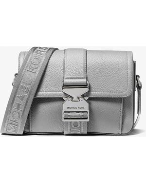 Michael Kors Hudson Pebbled Leather Crossbody Bag - Grey
