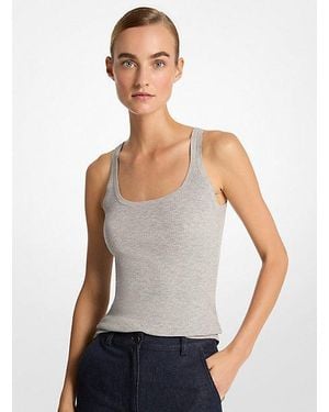 Michael Kors Scoop Neck Rib Tank - Grey