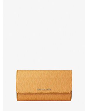 Michael Kors Jet Set Large Signature Logo Tri-Fold Wallet - Orange