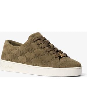 MICHAEL Michael Kors Mk Keaton Logo-Embossed Suede Trainers - Green