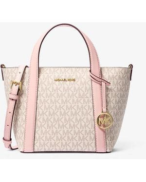 Michael Kors Outlet Mk Pratt Small Signature Logo Tote Bag - Pink
