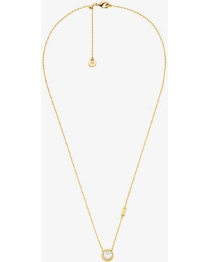 Michael Kors Round Stone Pendant Necklace - White
