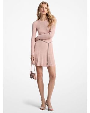 MICHAEL Michael Kors Stretch Knit Belted Dress - Pink