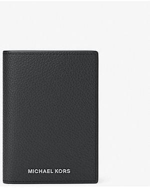 Michael Kors Hudson Pebbled Leather Folio Card Case - White