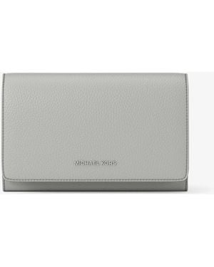 MICHAEL Michael Kors Mk Jet Set Large Pebbled Leather Wallet - Grey