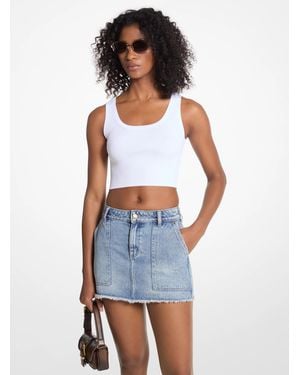 MICHAEL Michael Kors Mk Ribbed Stretch Knit Cropped Vest - Blue