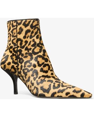 Michael Kors Selina Leopard Print Calf Hair Ankle Boot - White