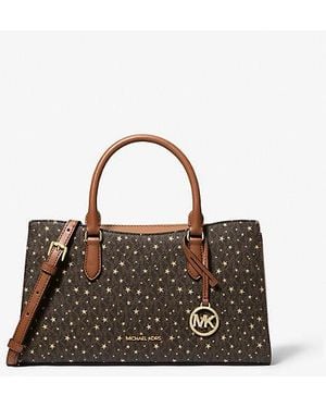 Michael Kors Arden Medium Printed Signature Logo Satchel - Brown