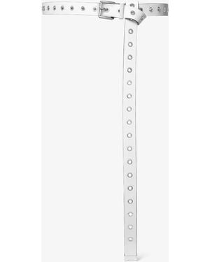 MICHAEL Michael Kors Mk Grommeted Leather Belt - White