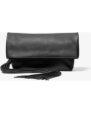 Michael Kors Thalitha Leather Foldover Clutch - White