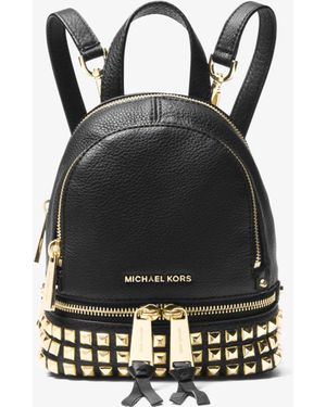 Michael Kors Rhea Mini Studded Leather Backpack - Black