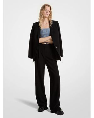 MICHAEL Michael Kors Crepe Wide-Leg Trousers - Black