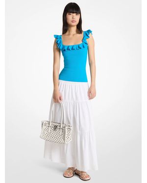 Michael Kors Mk Ruffled Stretch Viscose Vest - White