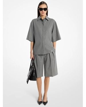 Michael Kors Stretch Wool Camp Shirt - Gray