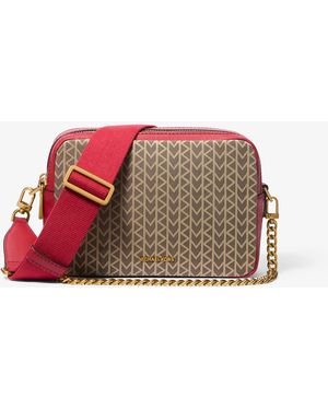 MICHAEL Michael Kors Bryant Medium Mk2000 Logo Jacquard Camera Crossbody Bag - Red