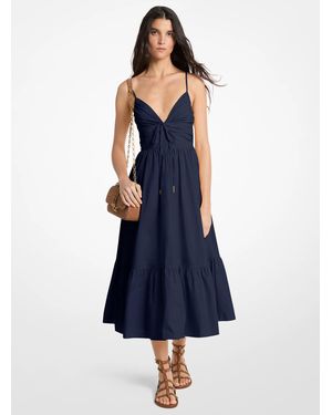 MICHAEL Michael Kors Mk Cotton Poplin Midi Dress - Blue