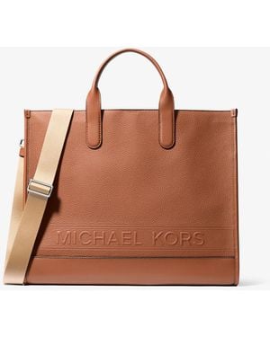 Michael Kors Mkbolso Tote Hudson De Piel Granulada - Marrón