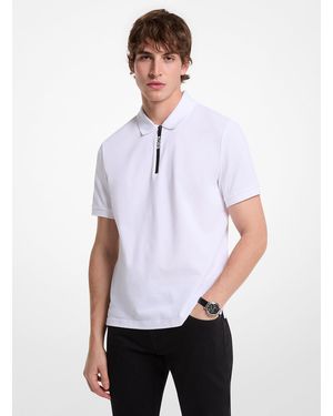 Michael Kors Outlet Mk Cotton Zip-Up Polo Shirt - White