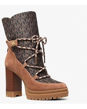 Michael Kors Culver Mixed-Media Platform Boot - Brown