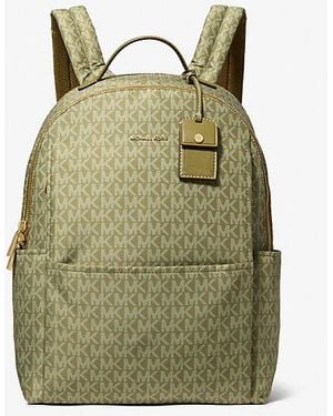 Michael Kors Sable Large Printed Signature Logo Backpack - Green