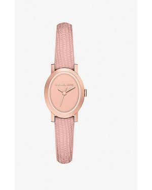Michael Kors Petite Maude Rose-Tone And Lizard Embossed Leather Watch - Pink