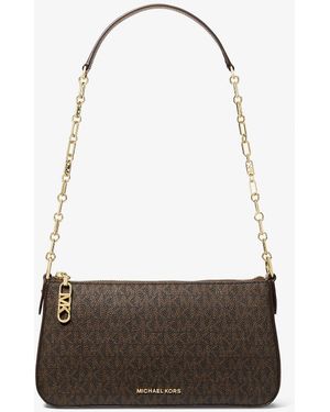 MICHAEL Michael Kors Mk Empire Medium Signature Logo Chain-Link Pochette - White