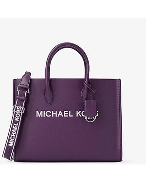 Michael Kors Mirella Medium Pebbled Leather Tote Bag - Purple