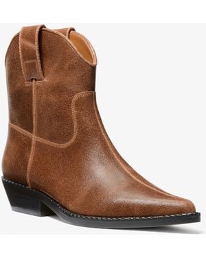 MICHAEL Michael Kors Mk Noemie Distressed Leather Boot - Brown