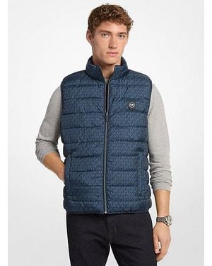 Michael Kors Abbou Signature Logo Reversible Vest - Blue