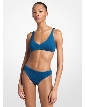 MICHAEL Michael Kors Mk Rhinestone-Embellished Bikini Top - Blue