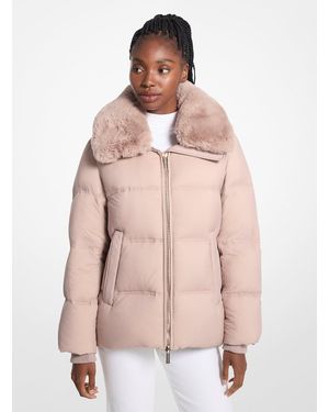 MICHAEL Michael Kors Quilted Puffer Jacket With Faux Fur Collar - Pink