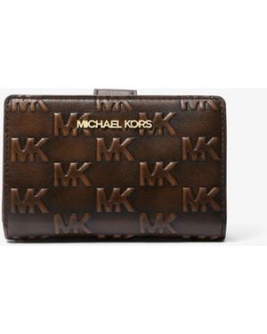 Michael Kors Jet Set Travel Medium Logo Embossed Burnished Wallet - Brown