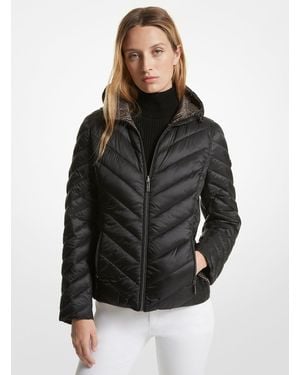 Michael Kors Outlet Mk Reversible Quilted Nylon Signature Logo Packable Puffer Jacket - Black