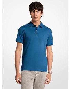 Michael Kors Polo With Logo Embroidered Chambray - Blue
