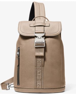 Michael Kors Mk Hudson Leather Aviator Sling Pack - Natural