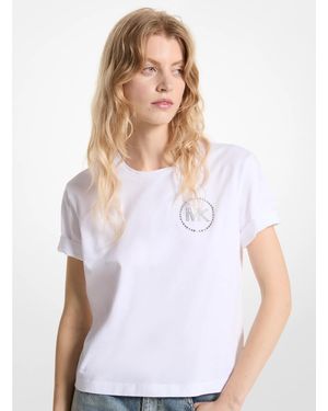 Michael Kors Embellished Logo Organic Cotton T-Shirt - White