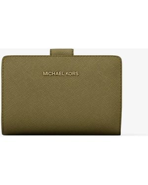 Michael Kors Medium Crossgrain Leather Wallet - Green