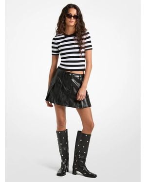 MICHAEL Michael Kors Mk Pleated Patent Mini Skirt - Black
